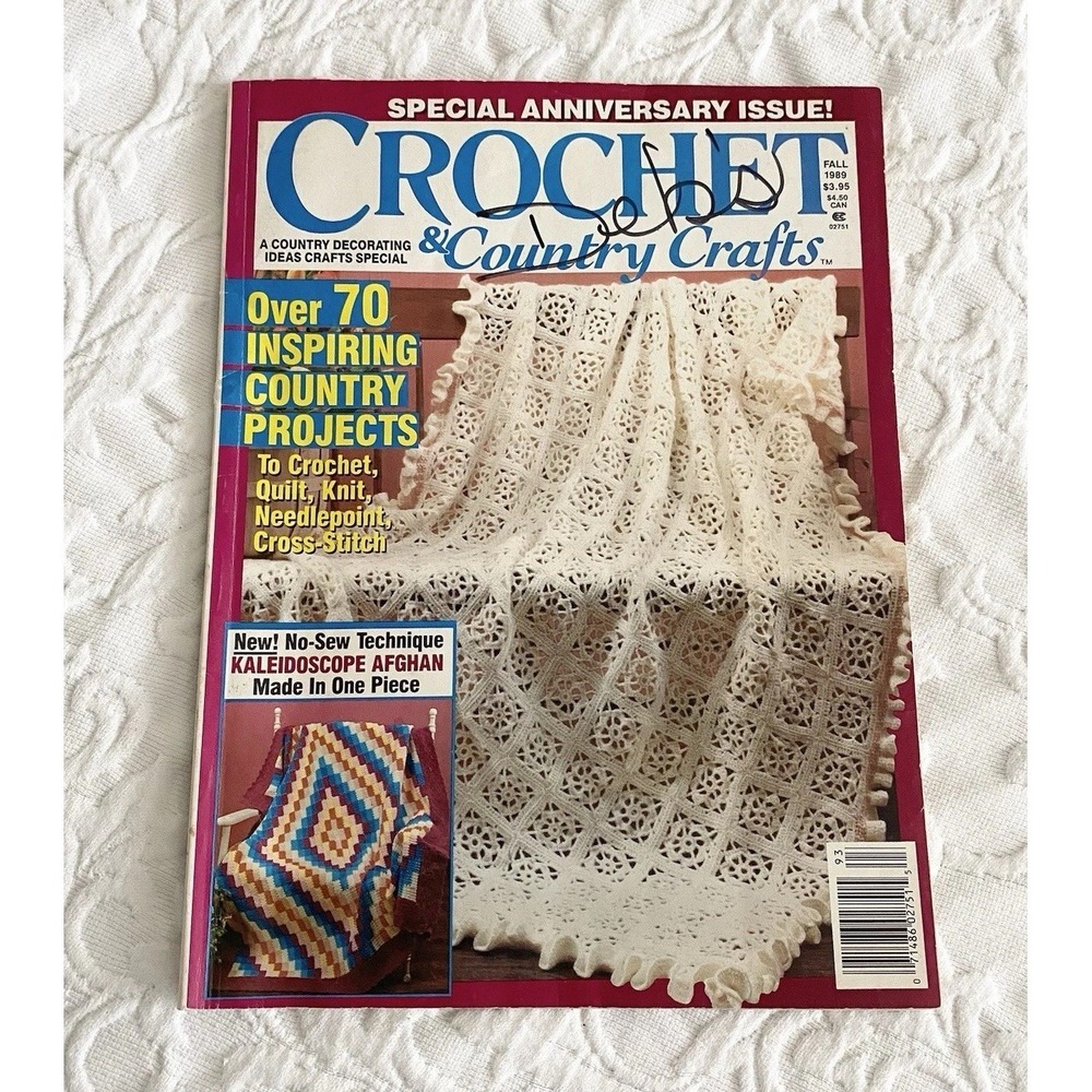 Vtg  Afghan Crochet Knitting‎ Country Crafts Pattern Magazines 80s Kaleidoscope